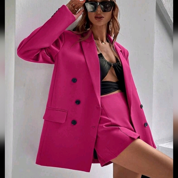 Fashionable Business Solid Color Double Breasted Suit Jacket - Picture 1 of 4